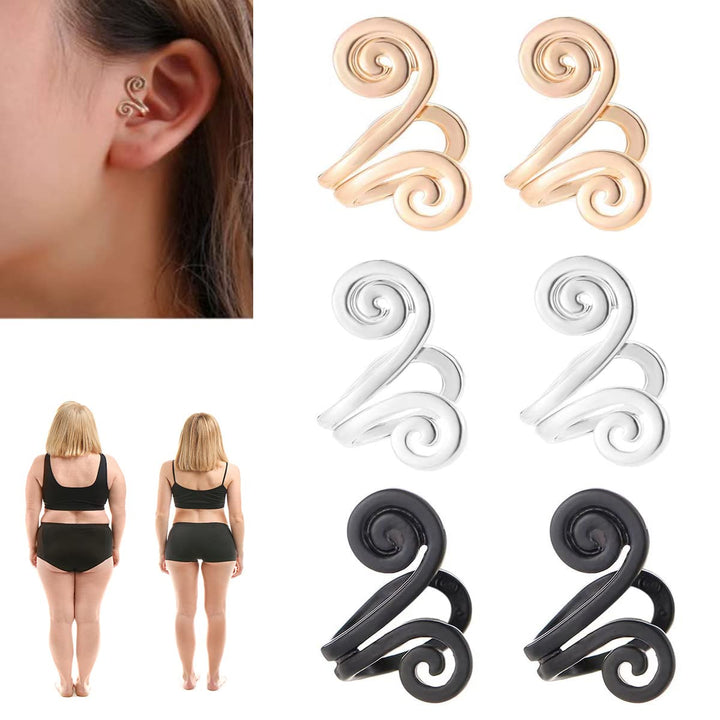 Acupressure Slimming Earrings,3 Pair Ear Ornament,Acupressure Earrings,Non Pierced Ears Earrings for Acupressure,Acupressure Earrings for Weight Loss (Black+Gold+Sliver)