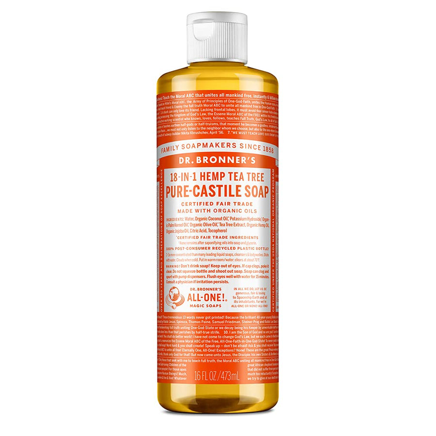 - Pure-Castile Liquid Soap (Tea Tree, 16 ounce) - Made with Organic Oils, 18-in-1 Uses: Acne-Prone Skin, Dandruff, Laundry, Pets and Dishes, Concentrated, Vegan, Non-GMO