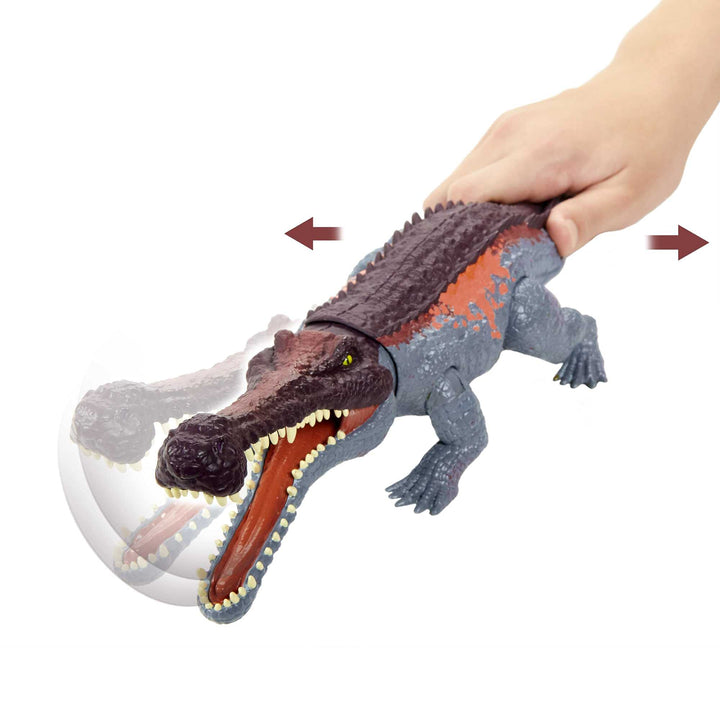 Jurassic World Massive Biters Sarcosuchus Larger-Species Dinosaur Action Figure, Tail-Activated Strike & Chomp Action