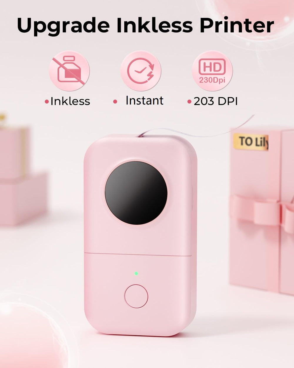 Labeler Label Maker,Portable Bluetooth Thermal Label Makers,Compatible for Android & iOS System Gift for Man,Women - Baby Pink