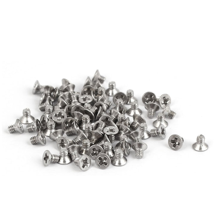 a16051600ux0412 M2x3mm 316 Stainless Steel Flat Head Phillips Machine Screws Silver Tone Pack of 80
