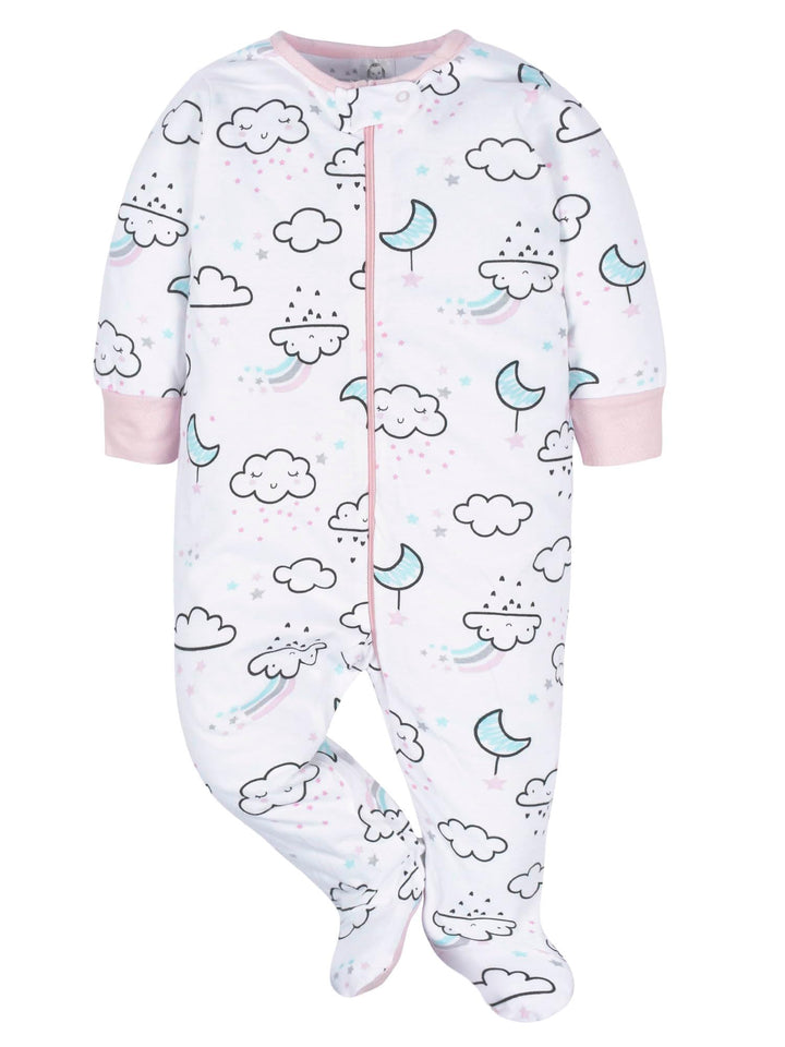 Baby Girls 4 Pack Sleep 'N Play Footie Cloudy Newborn