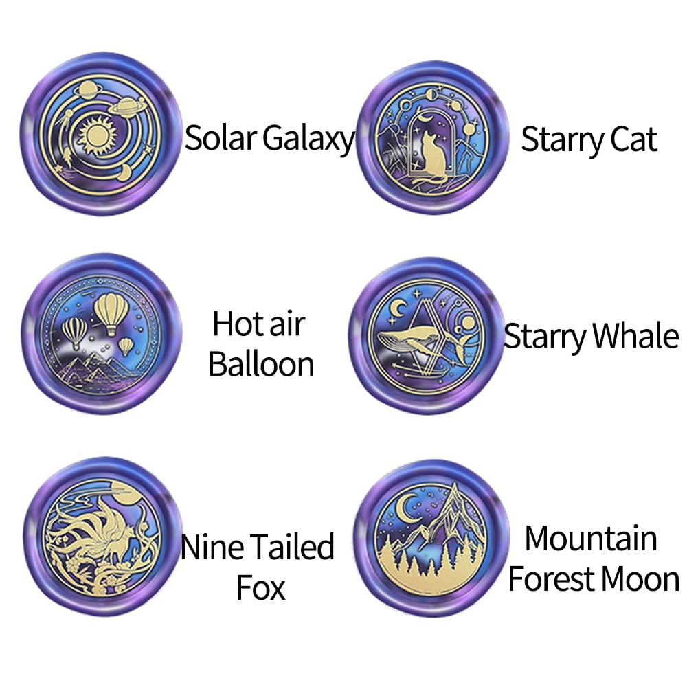 Starry Sky Wax Seal Stamp Set, 6 PCS Animals Seal Wax Stamp Kit, Vintage Personalized Wax Seal Stamp for Letter Cards Invitations,Gift Wrapping