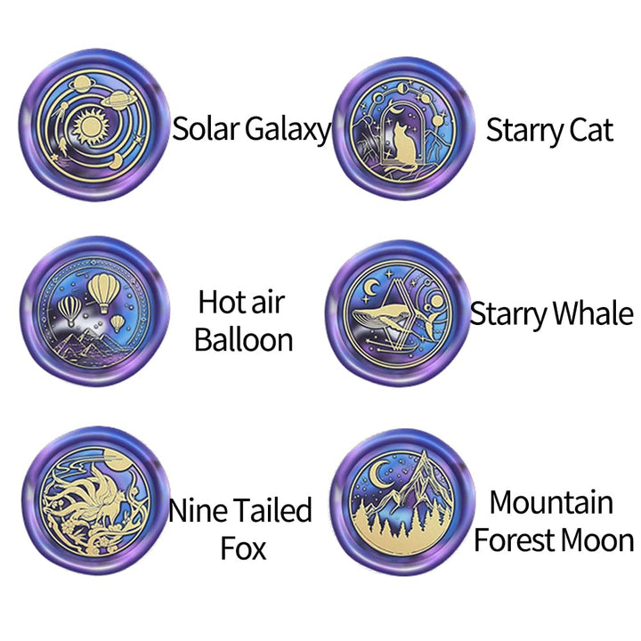Starry Sky Wax Seal Stamp Set, 6 PCS Animals Seal Wax Stamp Kit, Vintage Personalized Wax Seal Stamp for Letter Cards Invitations,Gift Wrapping