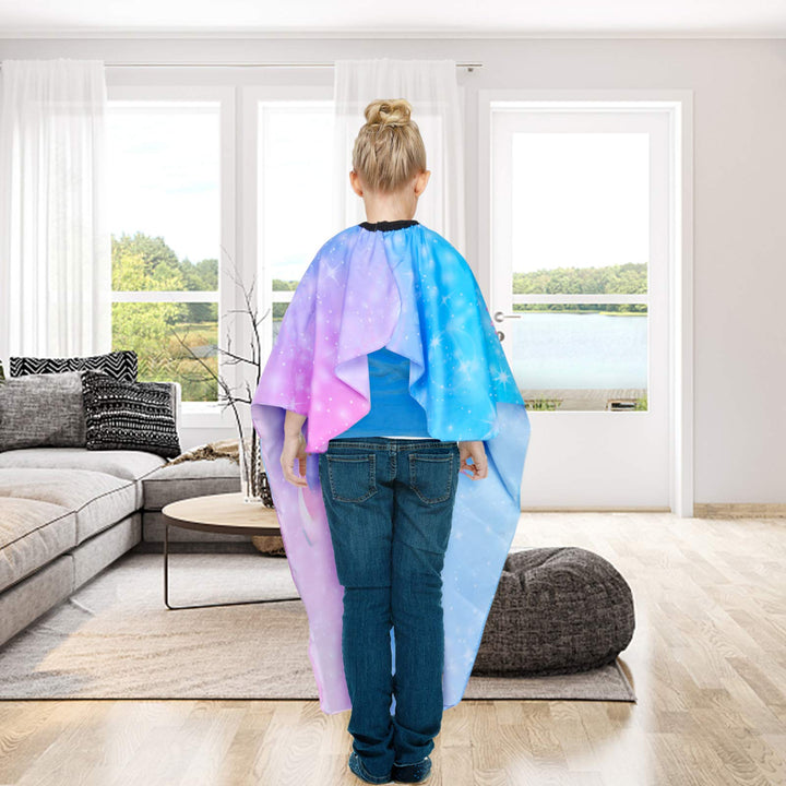 Kids Haircut Cape, Unicorn Salon Barber Cape Hair Stylist Cover, Waterproof Hairdresser Apron for Child Boys Girls, 47x39 Extra Long Hair Cutting Apron with Clip Closure (Unicorn)