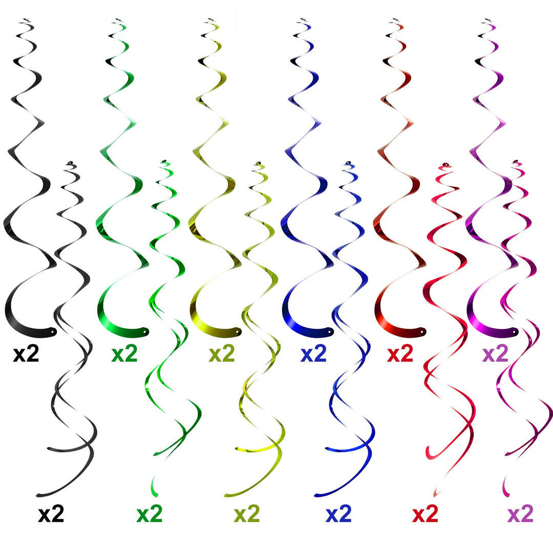 30 Pieces 80s Party Decorations, 80's Retro 1980s Party Hanging Swirls Ceiling Decorations Foil Double Spiral 80's Hip Hop Sign Hanging Swirls Decorations for Back to The 80's Party Theme Supplies