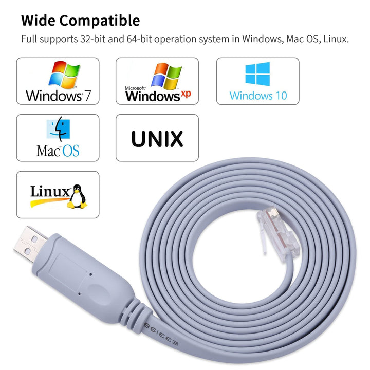 Console Cable,USB Type C Console Cable with FTDI Chip,USB C to RJ45 Serial Adapter Compatible with HP,Huawei,Routers/Switches for Laptop in Linux,Windows,Mac (10FT)