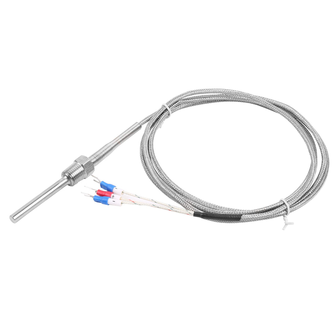 Waterproof RTD PT100 Temperature Sensor - Stainless Steel 3 Wire Thermistor Probe for PID Temperature Controller NPT 1/4 Inch Pipe Thread with Insulation Lead Shield Wire -50~500 with 2m Wire