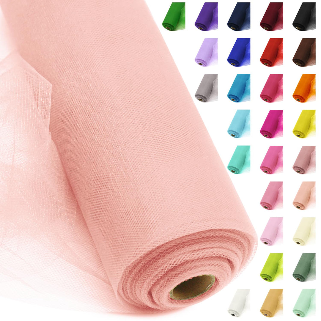 54 by 20 Yards Tulle Fabric Rolls Blush Tulle Ribbon Tutu Spool Bolt for DIY Wedding Decoration Baby Shower Tutu Skirt Gift Wrapping Large Matte Tulle, Roll Packaging (Blush)