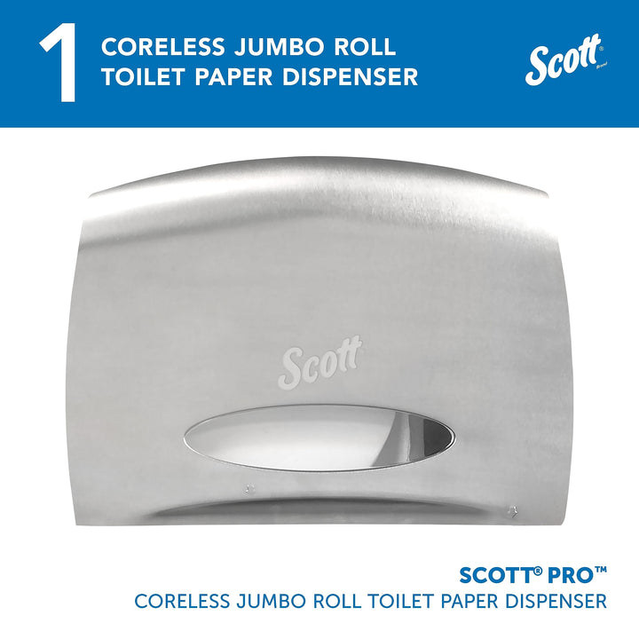 Kimberly-Clark Professional 09601 Coreless JRT Jr. Bath Tissue Dispenser, EZ Load, 6x9.8x14.3, Stainless Steel