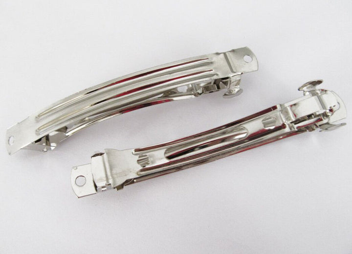 50 Pack French Barrette 3-3/16-Inch Hair Clips Fun Craft Beading Project, 80mm, Silver Tone