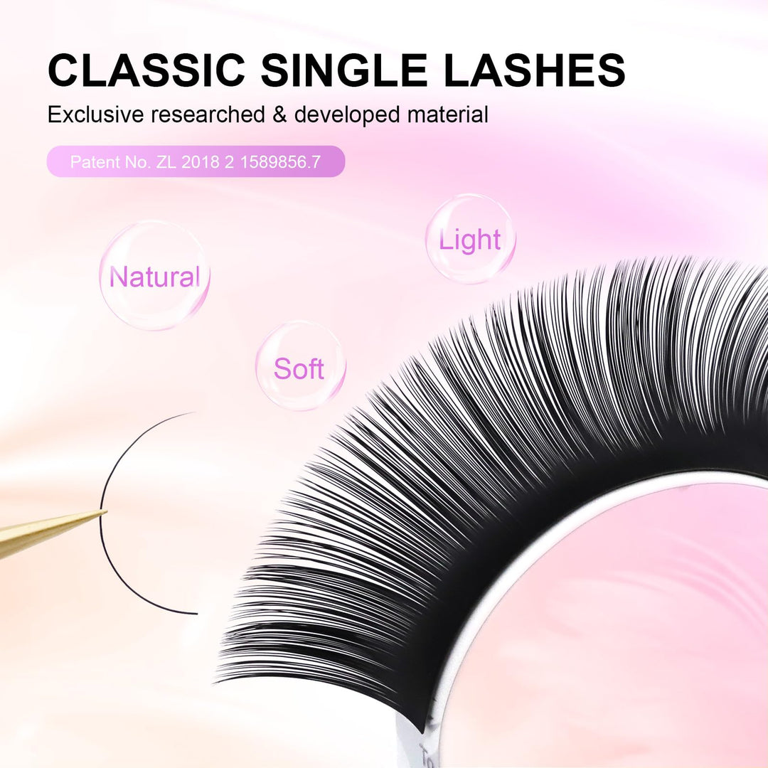 Eyelash Extensions Individual Lashes 0.20mm C curl 7-15mm Mix Tray Classic Matte Black Natural Faux Mink 16 rows