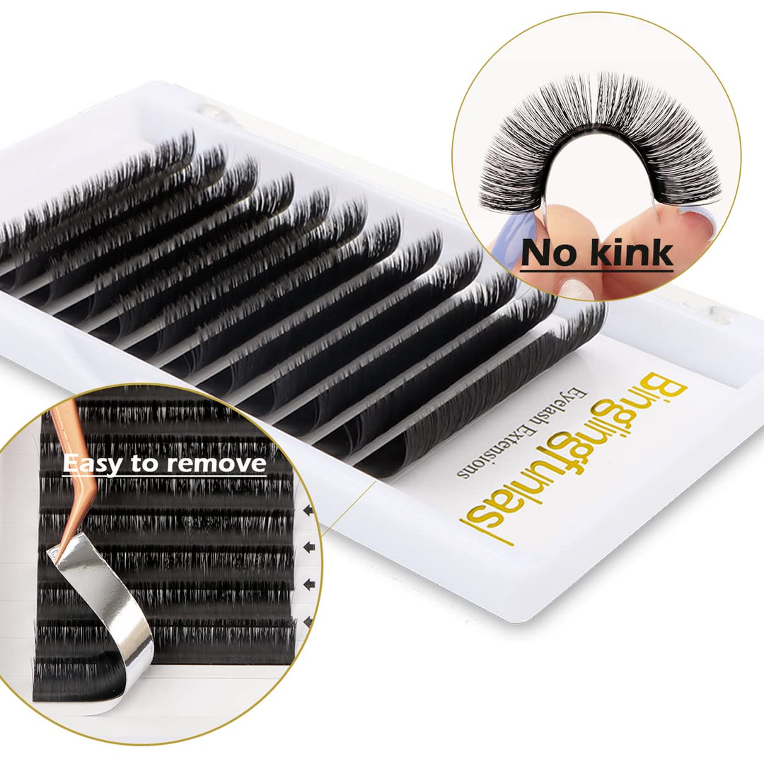Volume Eyelash Extensions Easy fan Lashes D Curl 0.05mm Rapid Self Blooming Mix 8-14mm Length