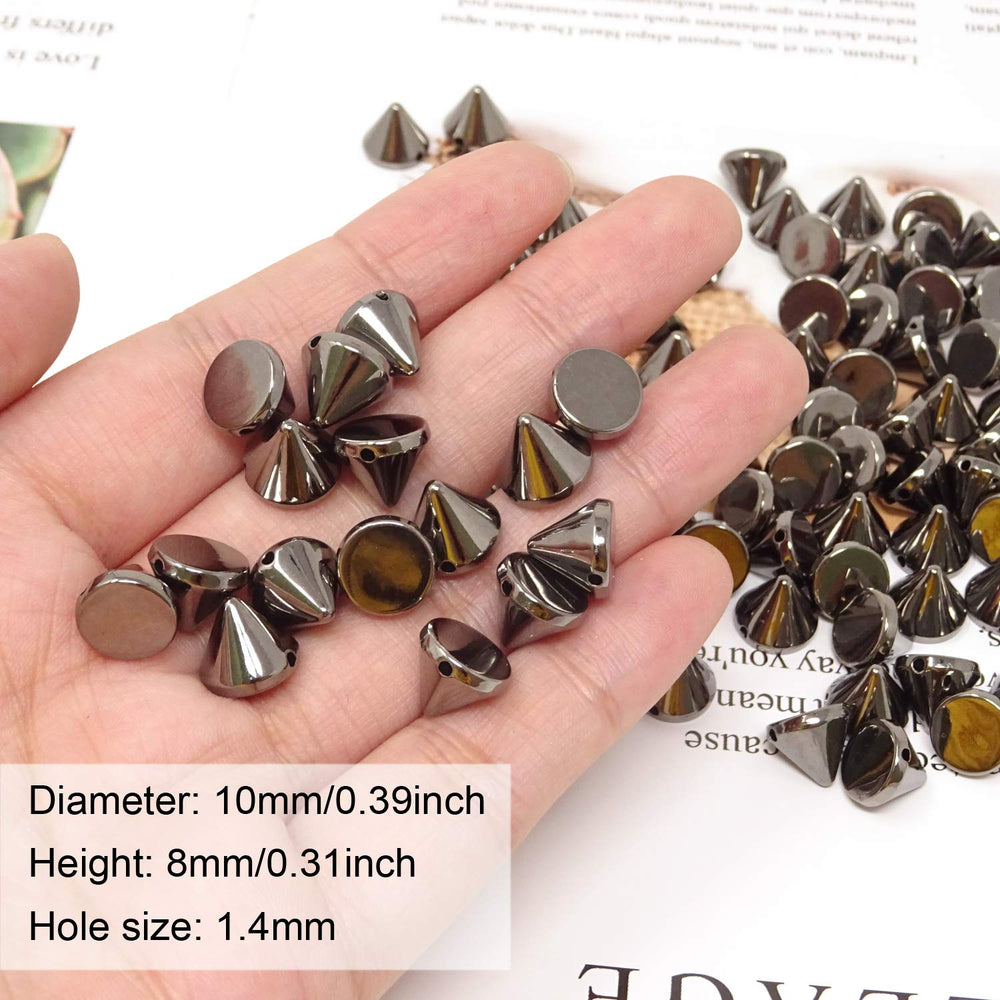 100PCS Acrylic Punk Bullet Rivets Cone Spike Studs Beads, Sew on or Glue on (Gold)