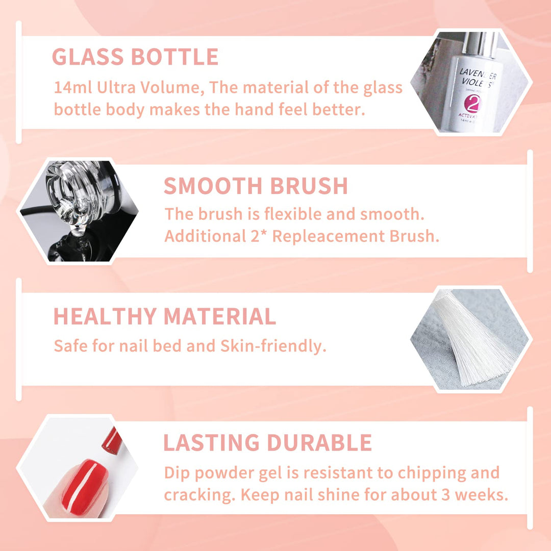Dip Powder Liquid Set with Activator, Base Top Coat and Brush Saver 0.5oz/Bot Nail File Necessary Tools for Dipping Powder Acrylic Nail Manicure Pedicure J775