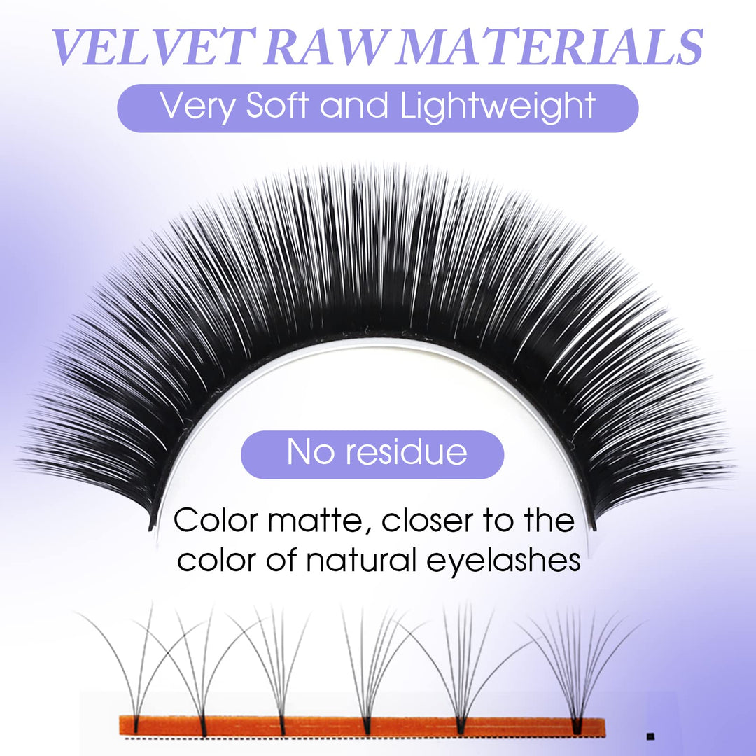 Eyelash Extension Volume Lashes 0.05 Thickness Rapid Blooming Eyelash Extensions C/D curl Easy Fan Volume Lashes 14-20mm mixed Self Fanning Lashes By (0.05-DD, 14-20mm)