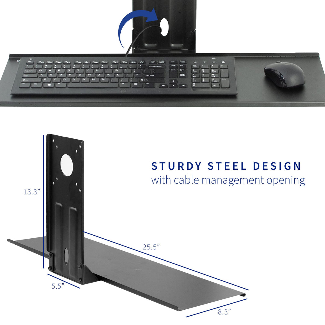 Computer Keyboard and Mouse Platform Tray VESA Mount Attachment 25.5 x 8 inch Surface (MOUNT-KB03)