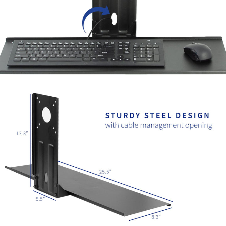Computer Keyboard and Mouse Platform Tray VESA Mount Attachment 25.5 x 8 inch Surface (MOUNT-KB03)