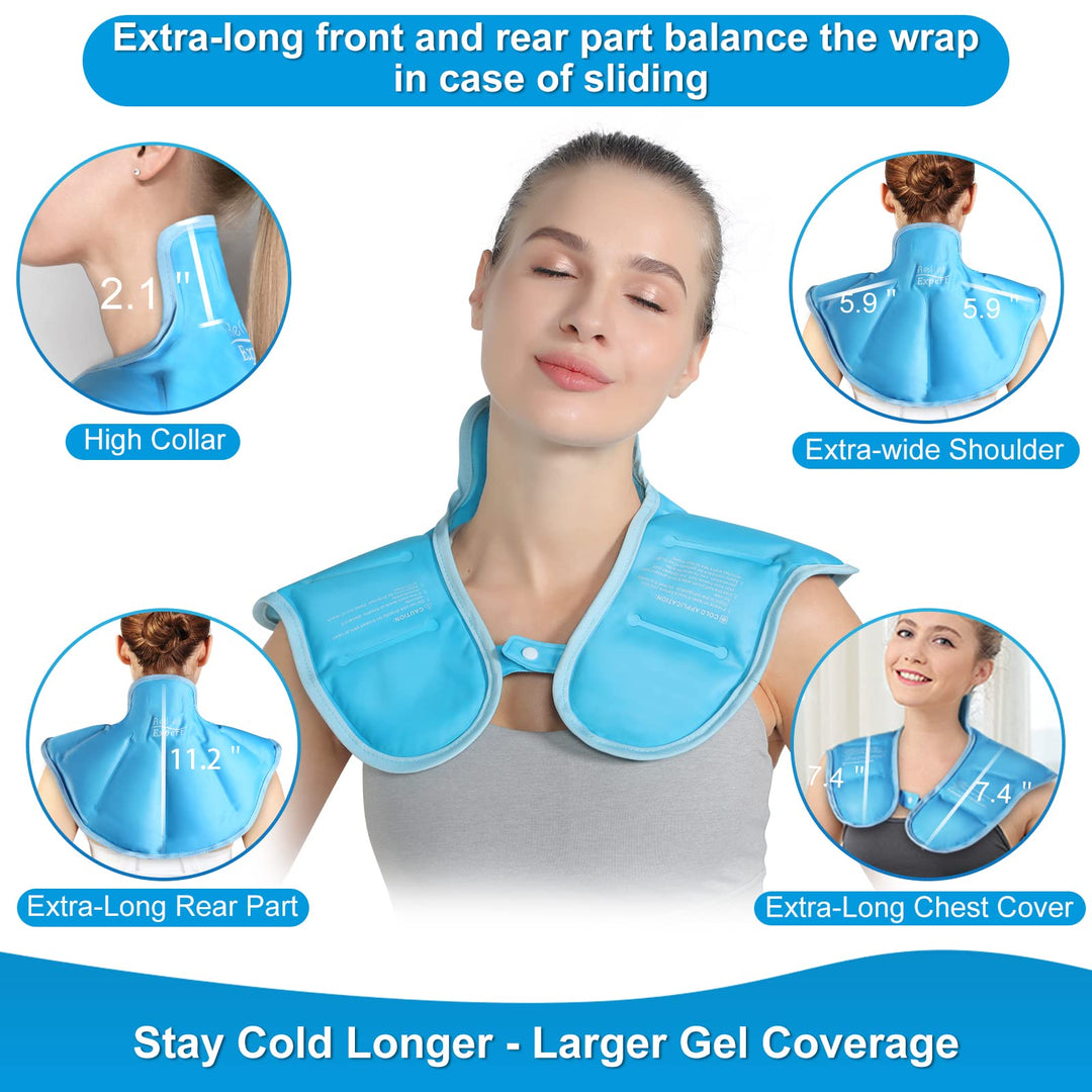 Ice Pack for Neck and Shoulders Reusable Neck Ice Pack Wrap with Cold Compress for Sports Injuries, Swelling, and Cervical Surgery Recovery, Neck Cold Pack for Shoulder and Upper Back