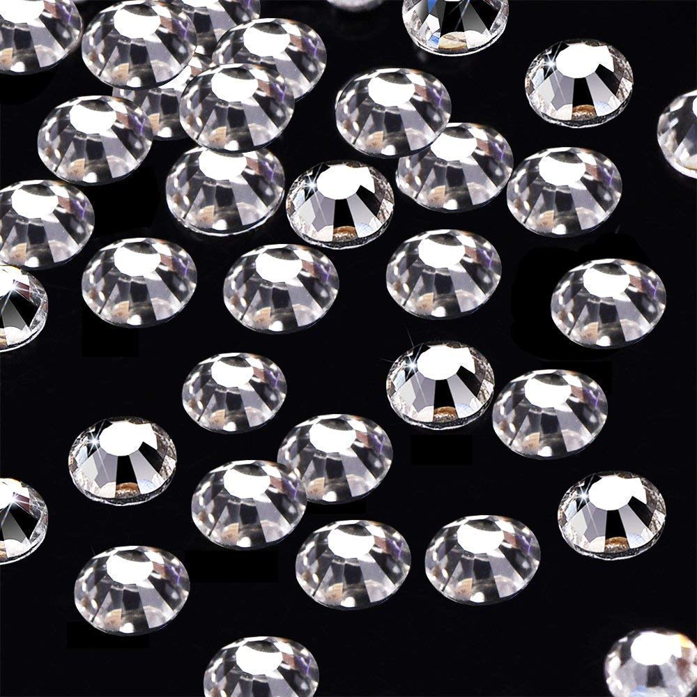 1440 Pieces SS8 / 2.3mm Clear Crystal Flat Back Brilliant Round Rhinestones Glass Stones Glitter Gems Transparent Faux Diamond (Clear)