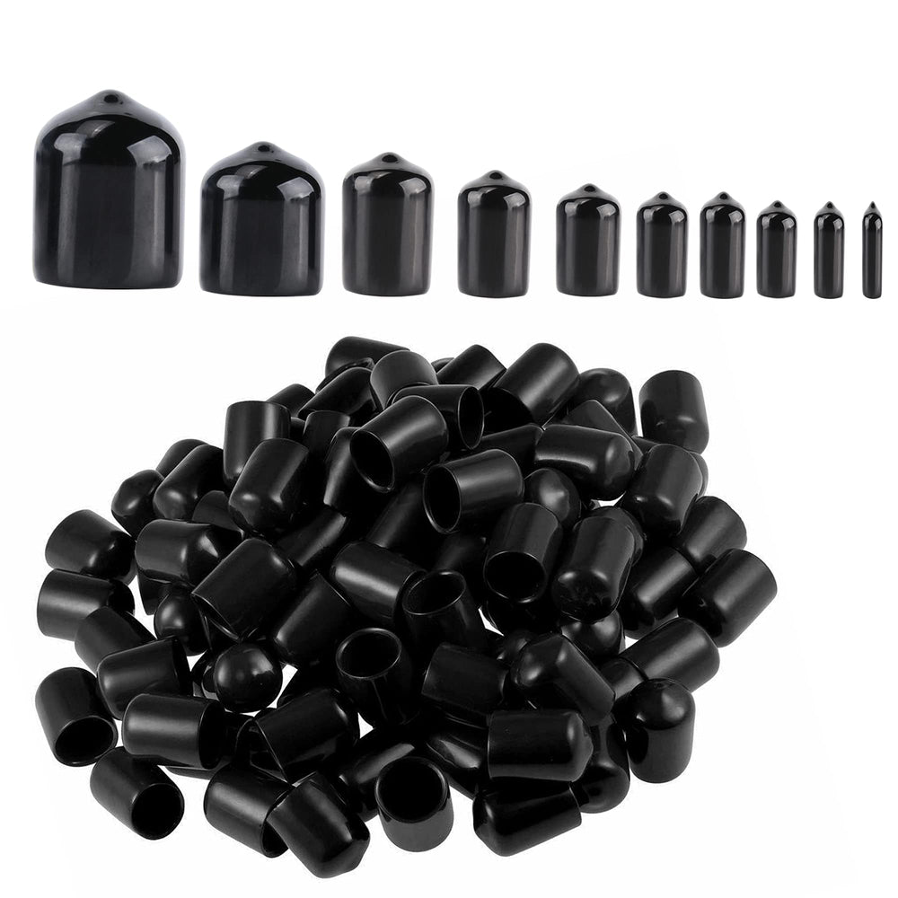 166PCS Rubber end caps, Thread Bolt Conduit Vinyl Rubber Tips Protector caps, Screw Pipe Covers top somatic, Replacement Parts