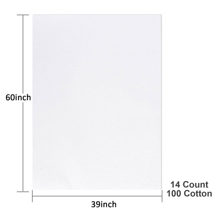 Aida Cloth 14 Count Cross Stitch Fabric,60×39inch (White)