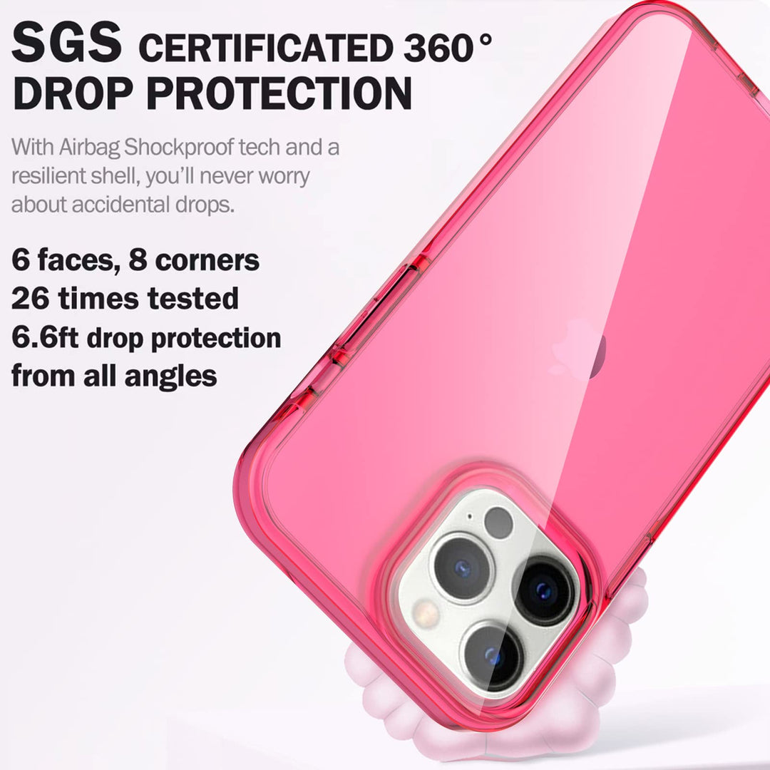 Shockproof Clear Design for iPhone 13 Pro Max Case, Certified 6.6ft Drop Protection, Raised Edges Protect Camera and Screen (Purple)