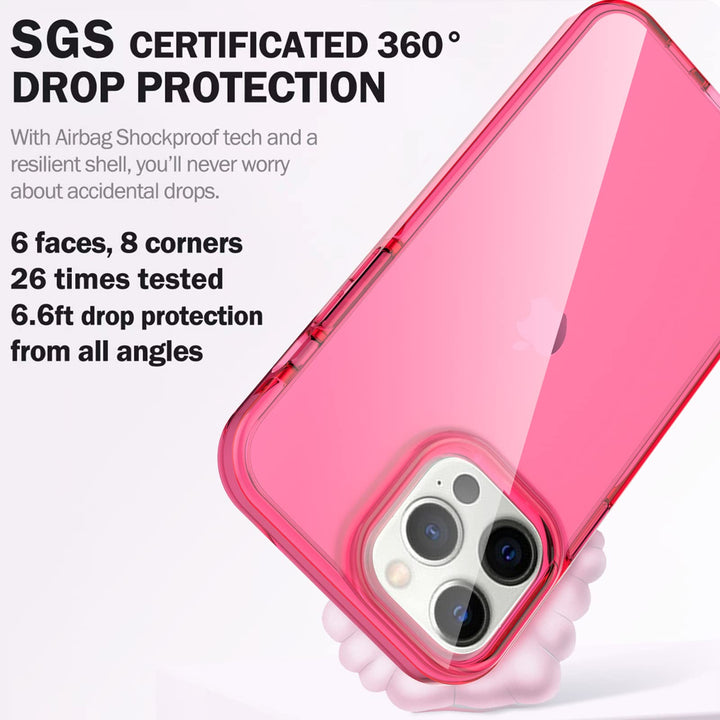 Shockproof Clear Design for iPhone 13 Pro Max Case, Certified 6.6ft Drop Protection, Raised Edges Protect Camera and Screen (Purple)