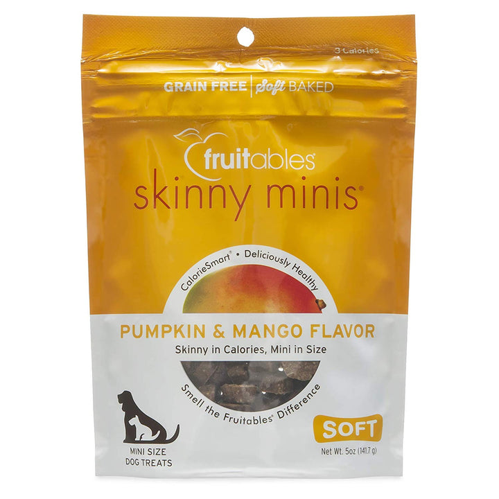 Skinny Mini Dog Treats, Healthy Pumpkin Treat for Dogs, Low Calorie & Delicious, Puppy Training, Free of Wheat, Corn and Soy, Made in the USA, Pumpkin and Mango Flavor, 5oz