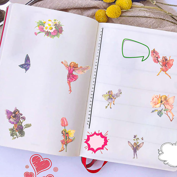 90 Pieces Fairy Stickers for Scrapbook, Transparent Flower Fairy Patch for Scrapbooking Hand Ledger Phone Case Laptop Diary DIY Crafts