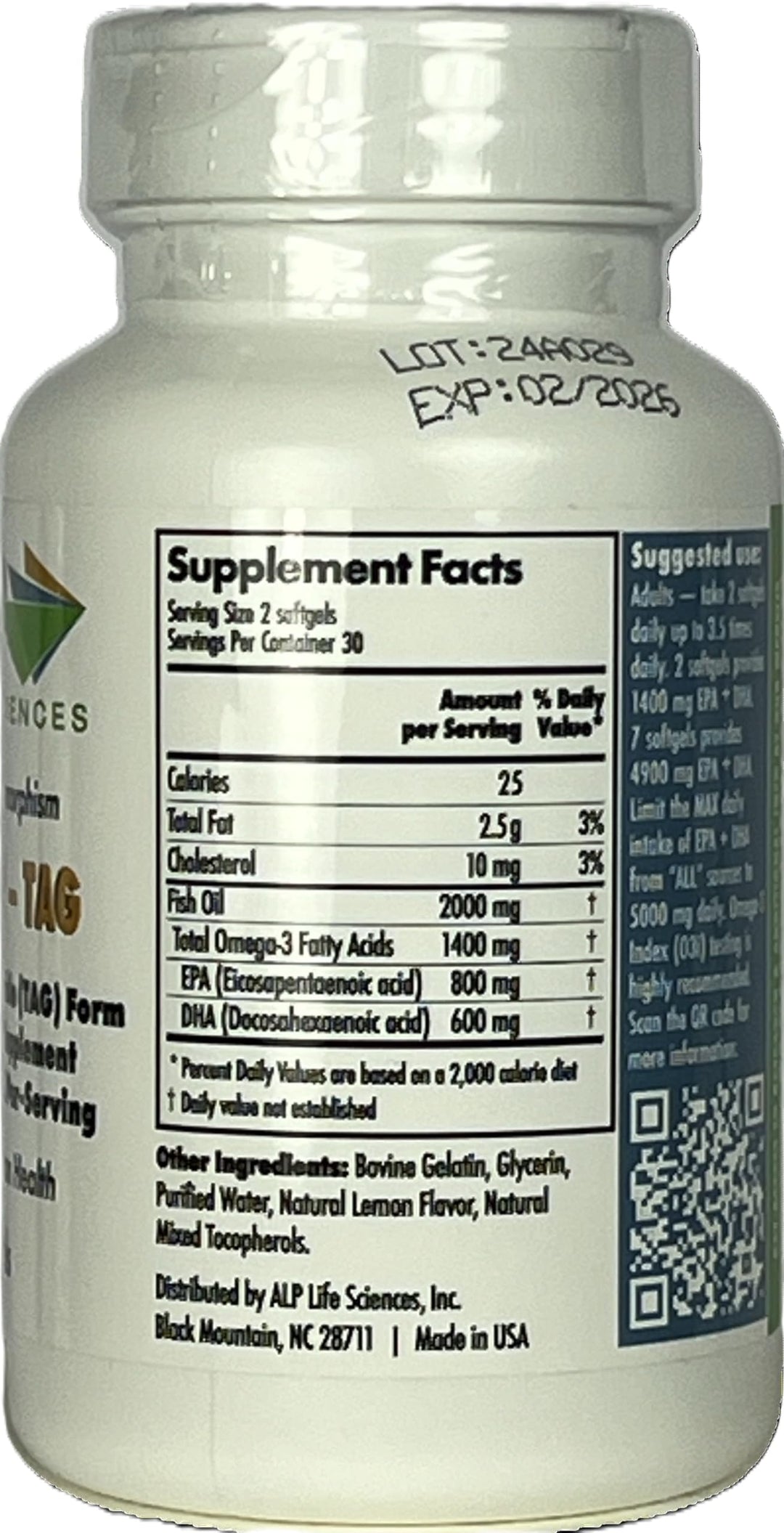TAG Omega 3 Fish Oil Supplement - 60-Count