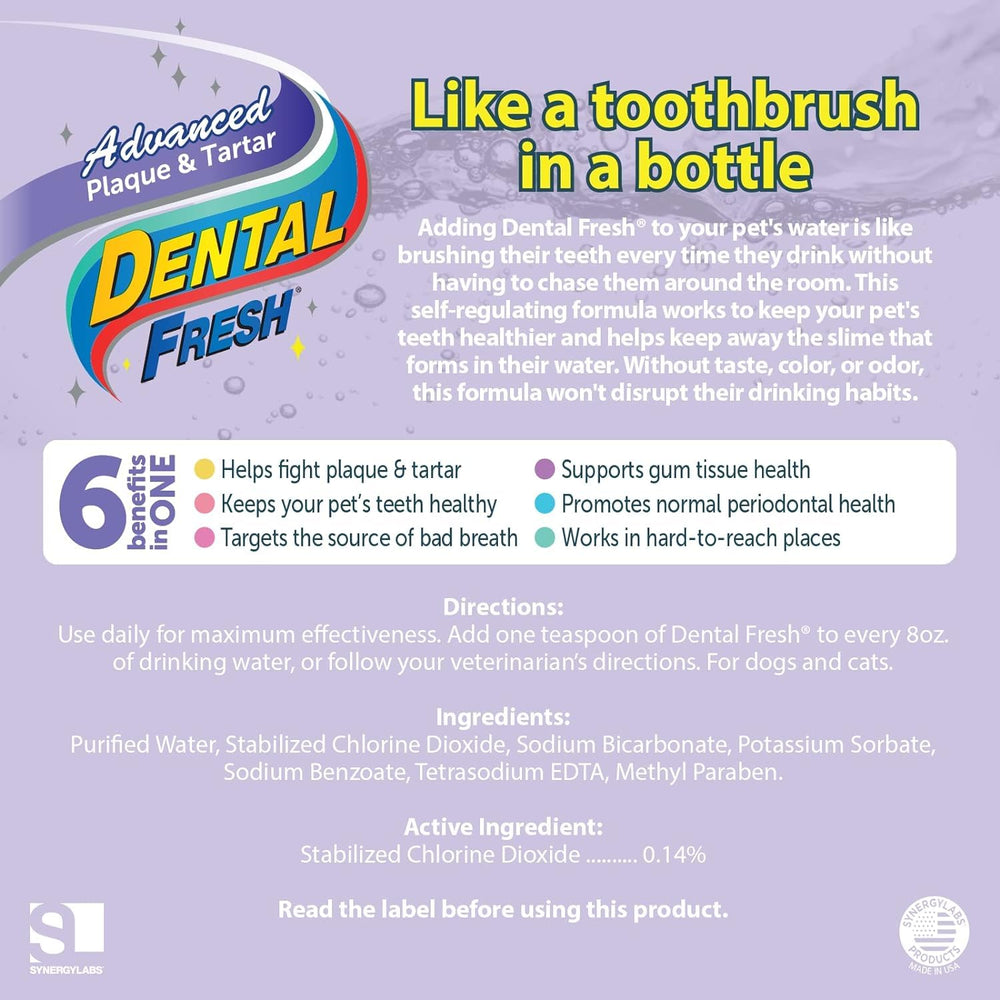 Advanced Plaque and Tartar Water Additive, 8oz – Dog Teeth Cleaning Formula to Freshen Breath and Improve Overall Oral Health