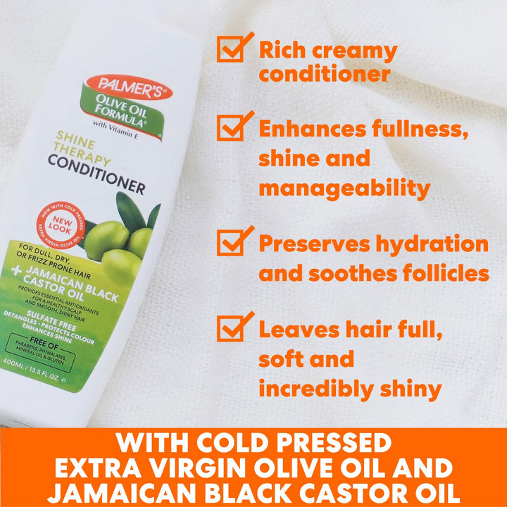 Palmer's Olive Oil Conditioner For Shine, Volume & Balanced Scalp, Free Of Sulfates, Parabens, Phthalates, Mineral Oil & Gluten - 400Ml,1 Count