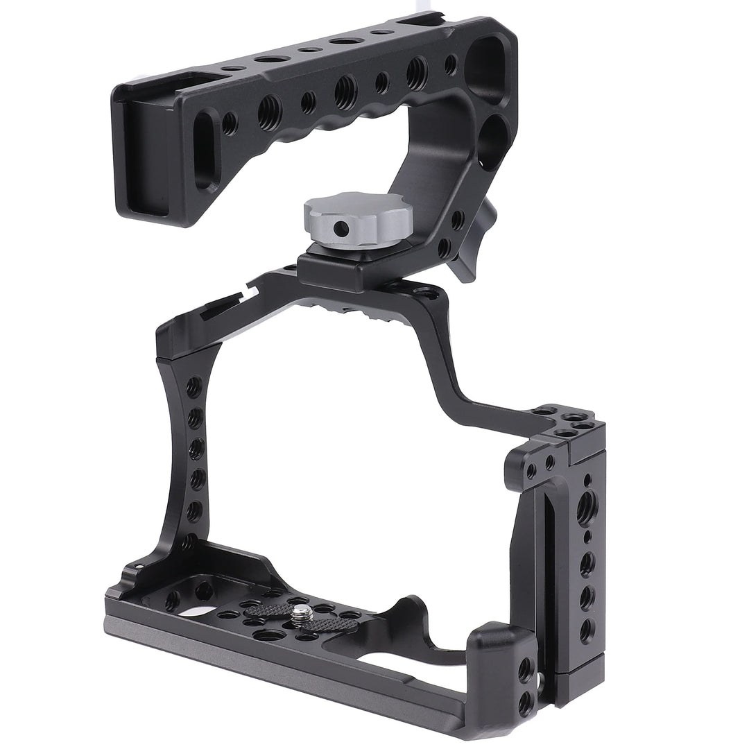 Camera Cage +Top/Side Handle Grip Kit, Aluminium Alloy Video Filmmaking Stabilizer Rig with Cold Shoe and 1/4 3/8 Screw Mouting for Canon EOS M50 Mark II/M50/M5 Mirrorless Camera