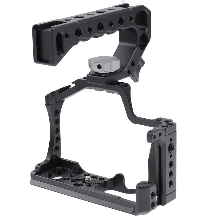 Camera Cage +Top/Side Handle Grip Kit, Aluminium Alloy Video Filmmaking Stabilizer Rig with Cold Shoe and 1/4 3/8 Screw Mouting for Canon EOS M50 Mark II/M50/M5 Mirrorless Camera