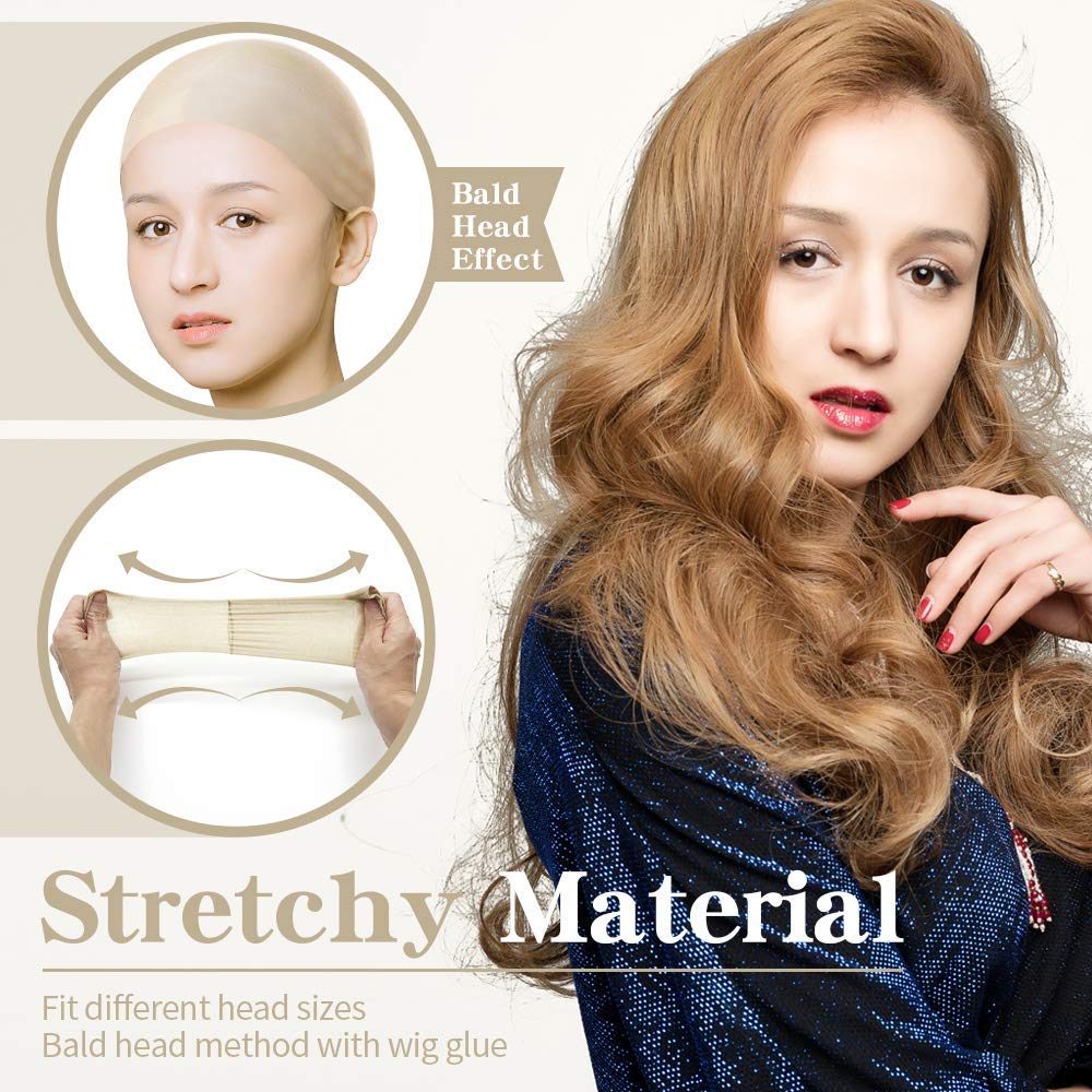 Nude: 12 Pack Nude Stocking Wig Caps, Flesh Color Stretchy Nylon Close End Wig Caps, Each Paper Board Contains 2 Wig Caps (Nude)