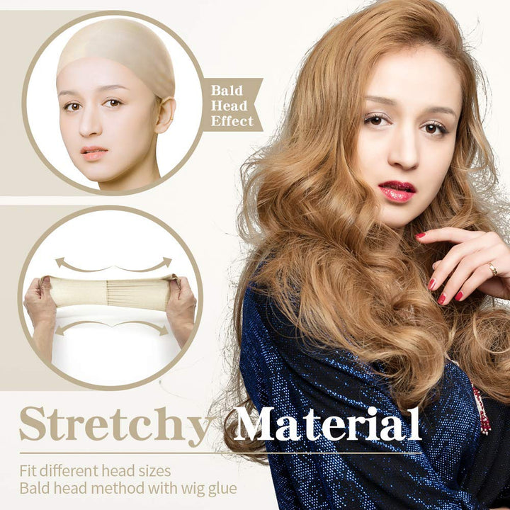 Nude: 12 Pack Nude Stocking Wig Caps, Flesh Color Stretchy Nylon Close End Wig Caps, Each Paper Board Contains 2 Wig Caps (Nude)