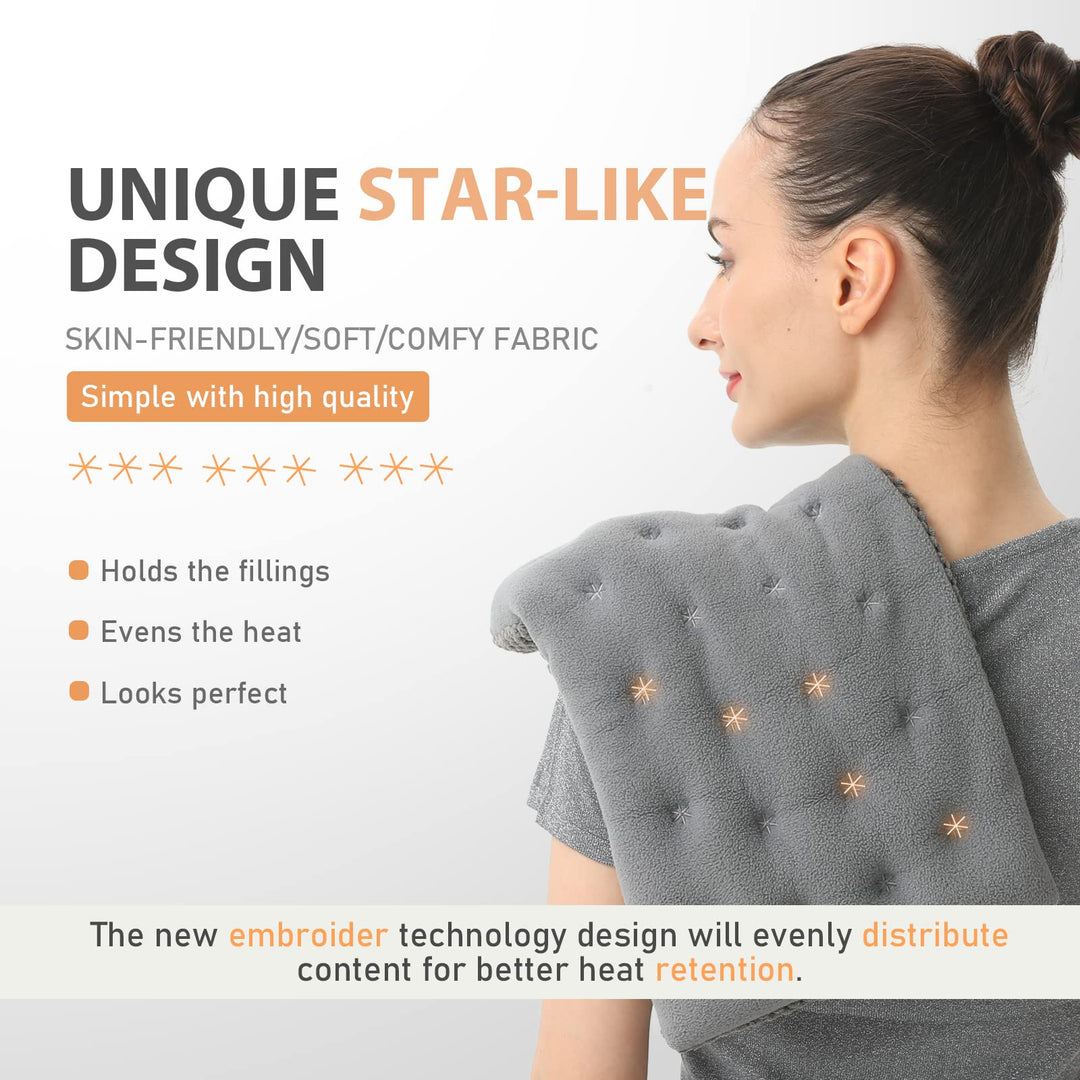 UNCN Wide Microwave Heating pad with Washable Cover 9 * 15 Microwavable Hot Pad for Neck Shoulder, Cramps, Back Cordless Warm Compress Weighted Moist Heat Pack for Aches, Unscented