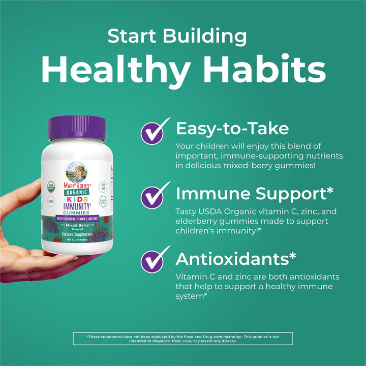 Kids Immune Support Gummies | USDA Organic | Vitamin C, Zinc, and Elderberry Gummies for Kids| Immune Support for Ages 4+ | Vegan | Non-GMO | Gluten Free | 60 Count