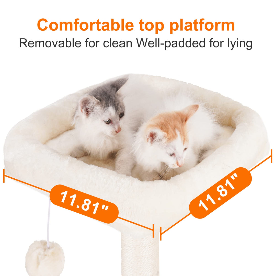 Cat Tree Cat Tower Condo with Sisal-Covered Scratching Posts and Basket for Kitten Light Gray HCT002SW