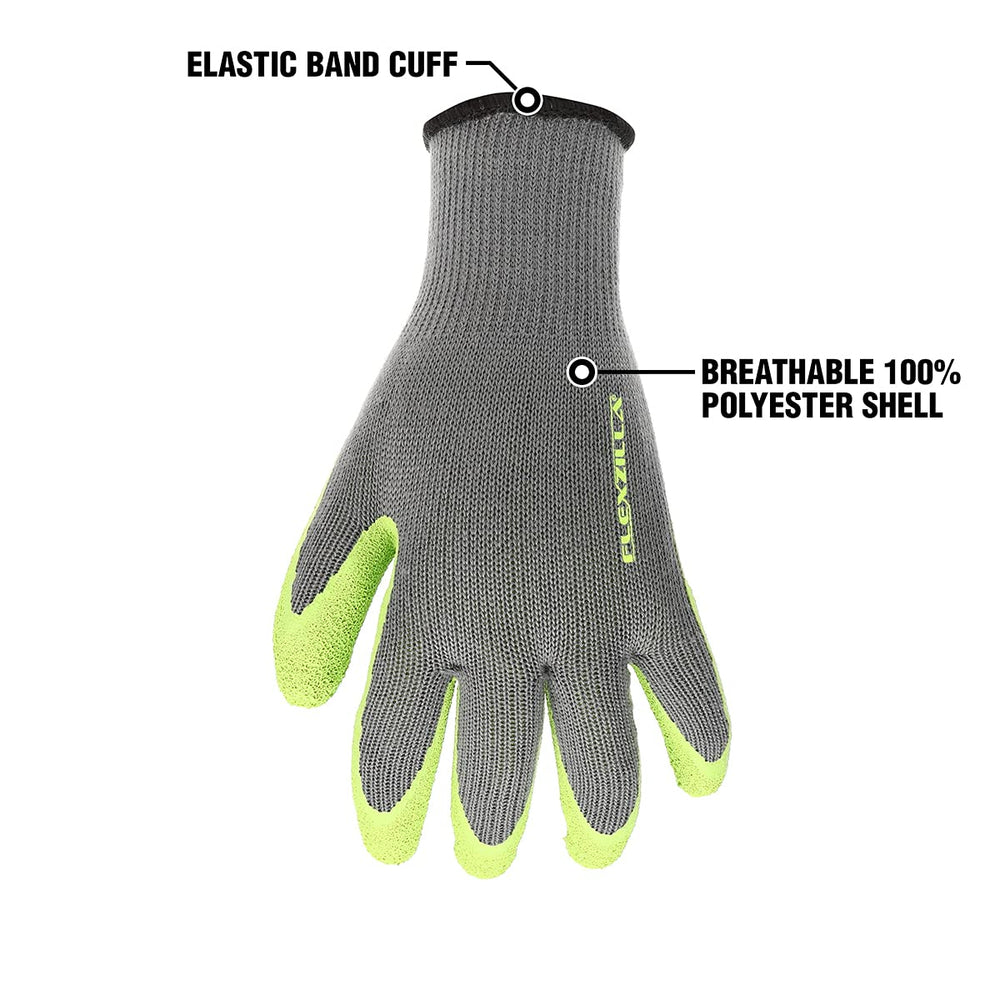 GC240L Crinkle Latex Dip, Gray/ZillaGreen, L Garden Gloves