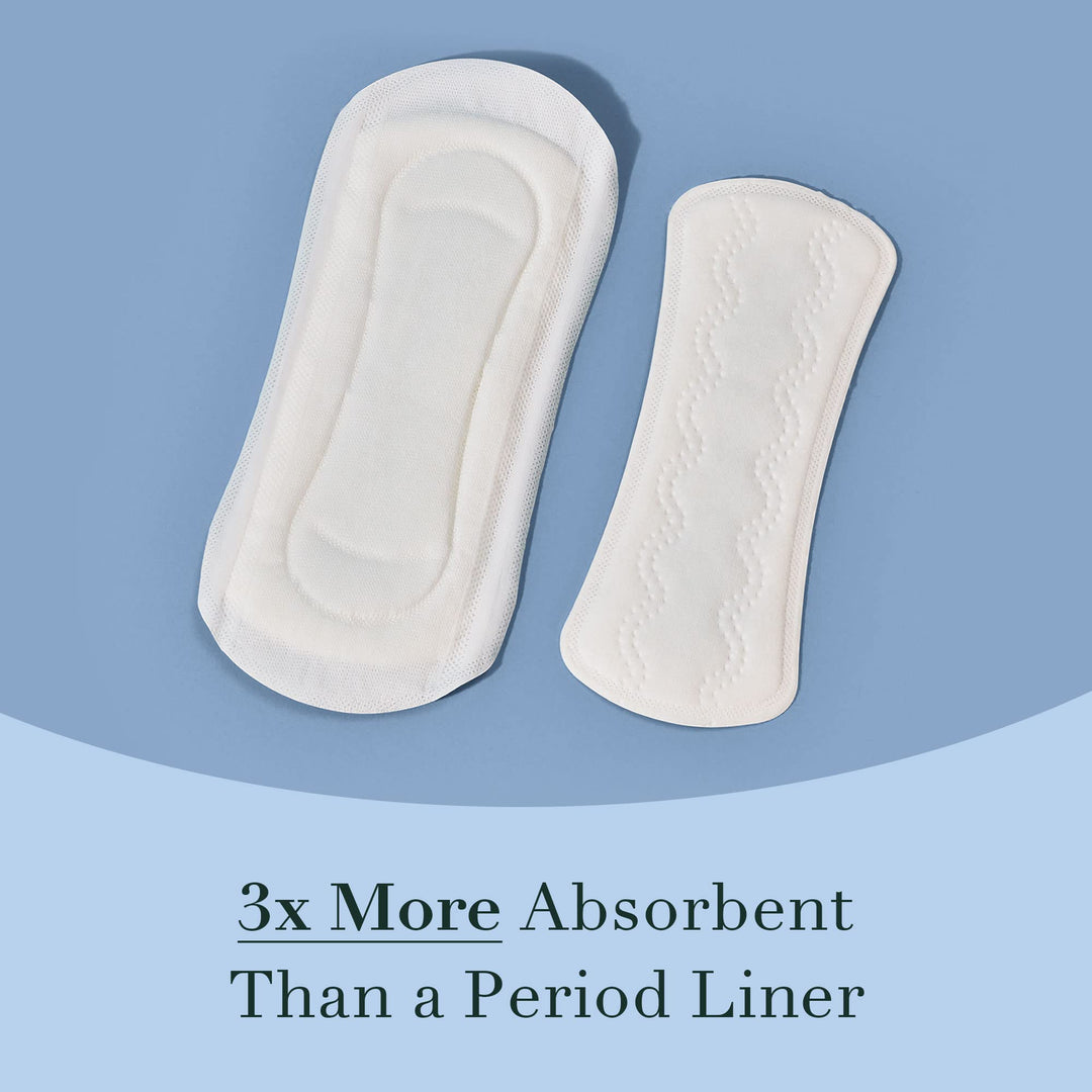 Incontinence Liners for Women, Organic Cotton Cover - Postpartum Essential, Regular Absorbency, Bladder Leak Control, 4 Layer Core with Leak Guard Technology, (Long, 36 Count)