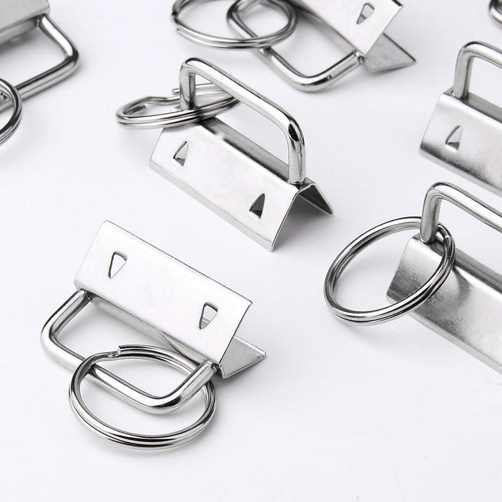 50 Sets Key Fob Hardware Key Fob Keychain Wristlet with Split Ring 1 Inch