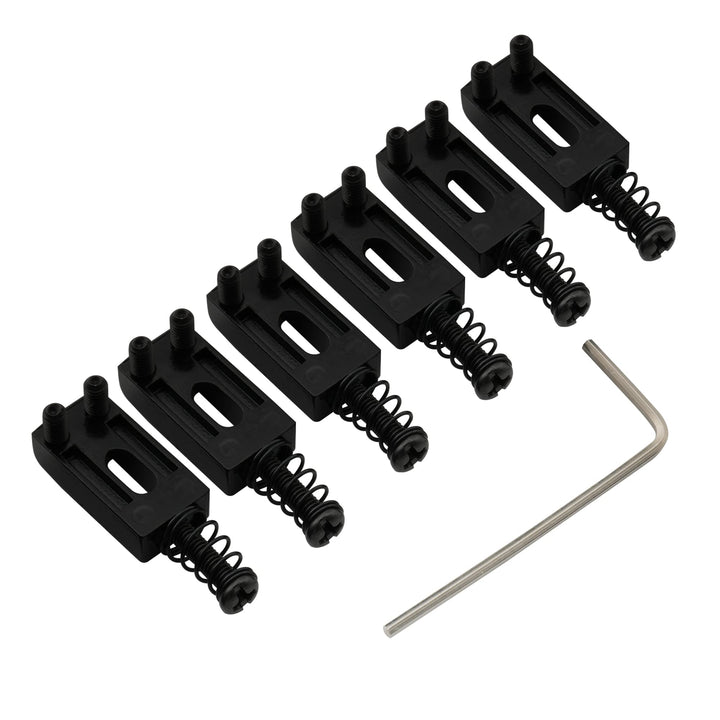 10.5mm Guitar Tremolo Bridge Saddles for Fender Stratocaster Strat Telecaster Tele Electric Guitar Replacement Parts, Black(Set of 6)