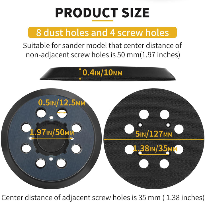 Sander Pad for Dewalt, 5 8 Hole Hook and Loop Orbital Sander Pad Replacement for DeWalt DWE6421 6421K DWE6423 6423K DCW210B (4 Screw Holes Sanding Part for DeWalt DWE64233 & N329079)
