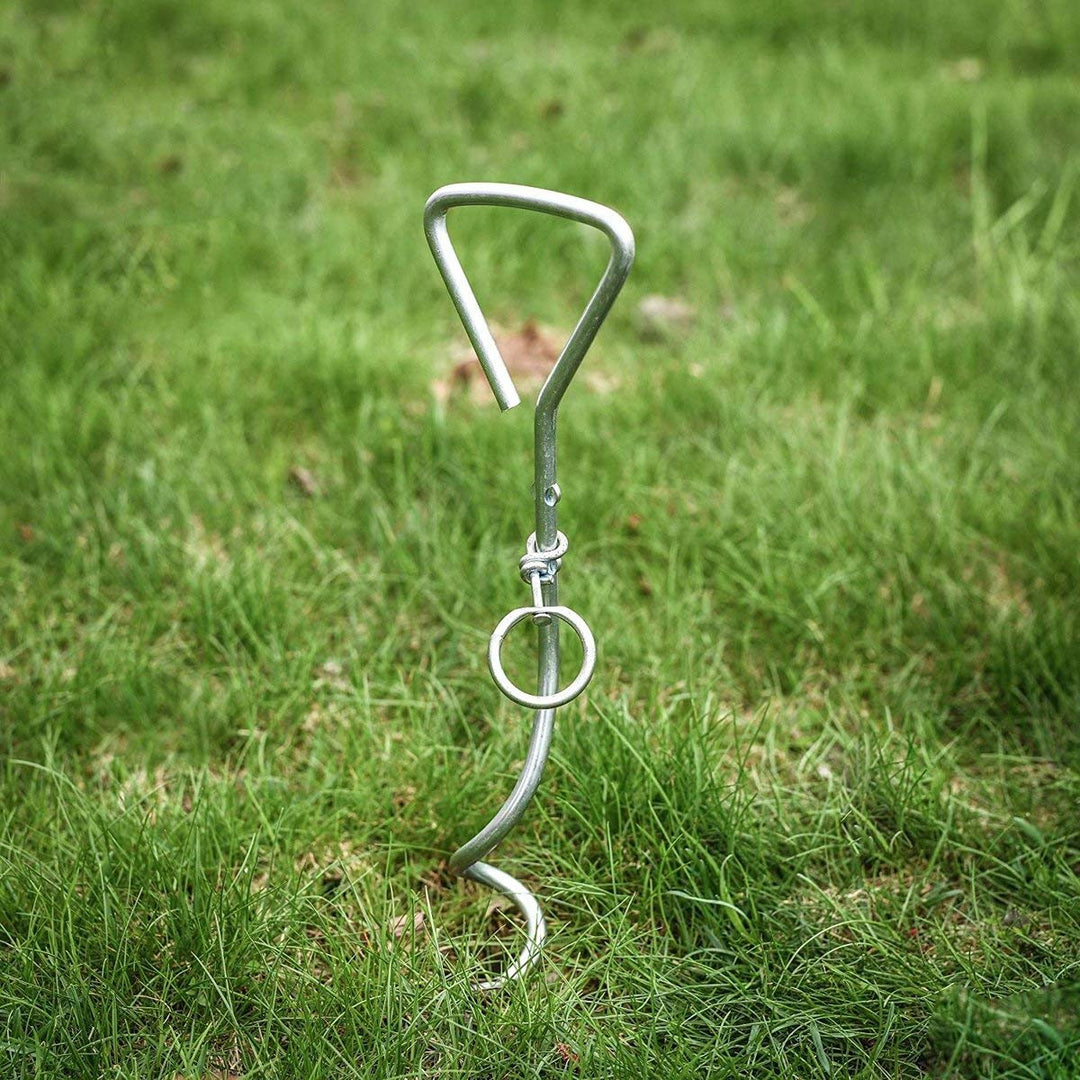 Dog Tie-Out Stake - Heavy Duty 16 Dog Stakes for Outside, Yard and Camping, Corkscrew Arrowhead Design with Tangle-Free 360 Swivel Hook - Water Resistant Pet Restraint Tool up to 80 lb Dogs