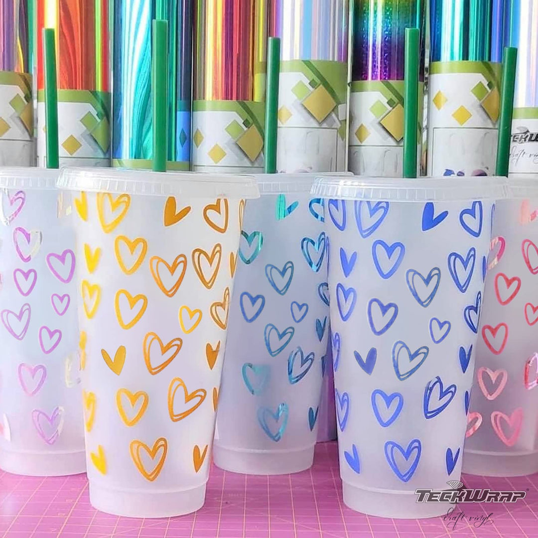 Holographic Chrome Craft Vinyl 12 x 60, Peach Yellow - Permanent Adhesive Vinyl, Indoor & Outdoor Vinyl, Waterproof, Scrapbooking, Easy Cut & Weed for DIY Crafts, Party Decor, Car Decals