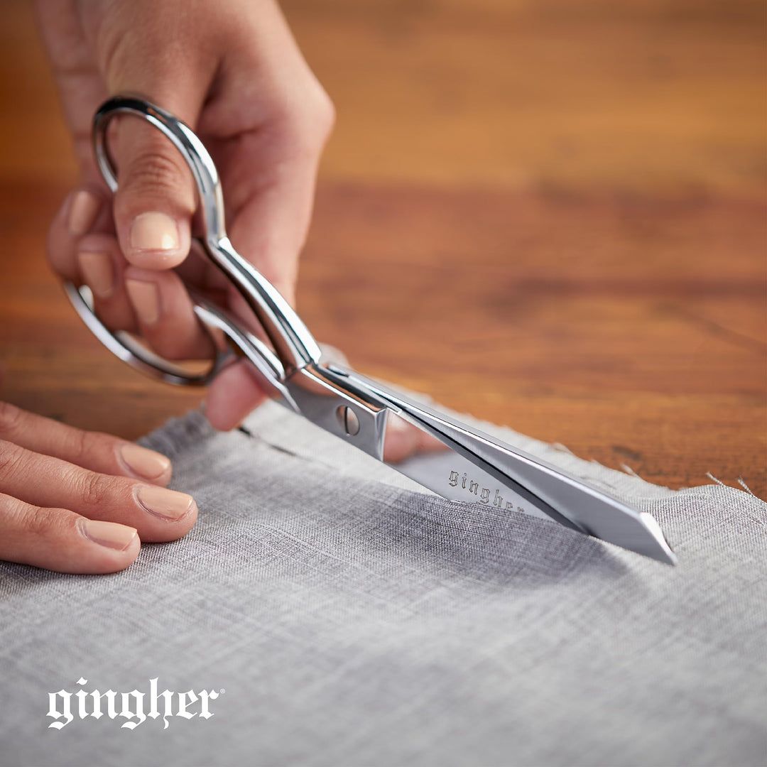 Gingher Dressmaker's Fabric Scissors, 8 Stainless Steel Shears, Sharp Knife Edge Steel Sewing Scissors with Protective Sheath, Sewing Scissors for Fabric Cutting and Tailoring, Holds Fabric Flat