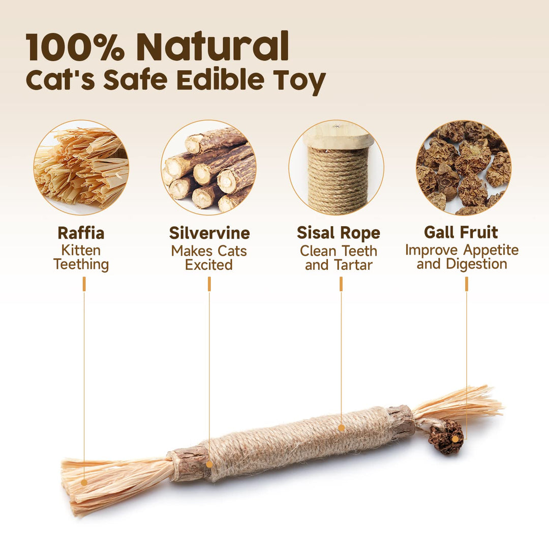 3 Pack Natural Silvervine Sticks Cat Toys, Catmint Silvervine Blend Sticks, Catnip Kittens Chew Toys Teeth Cleaning, Matatabi Dental Care Cat Treat Edible Kitty Lick Toys, Package May Vary