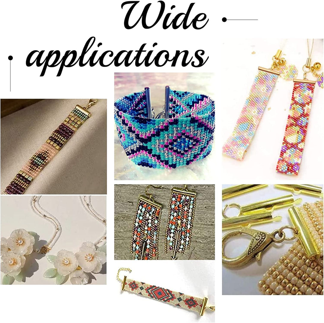 200pcs Slide On End Clasp, 5 Size Tubes Terminators Slide End Bar Iron Crimp End Tube 11/0 8/0 Seed Bead Slider Clasp for Multi-Strand Necklace Bracelet Jewelry Making (10/13/20/25/30mm)